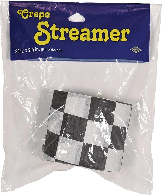 Beistle Flame Resistant Checkered Crepe Streamer, 21/2 by 30-Feet