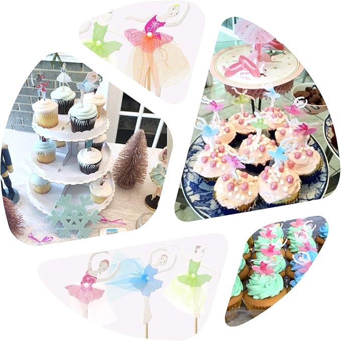 "Honbay 24PCS Double Sided Ballet Dancer Cupcake Toppers Cake Decoration Fruit Picks for Wedding, Birthday, Themed Party"