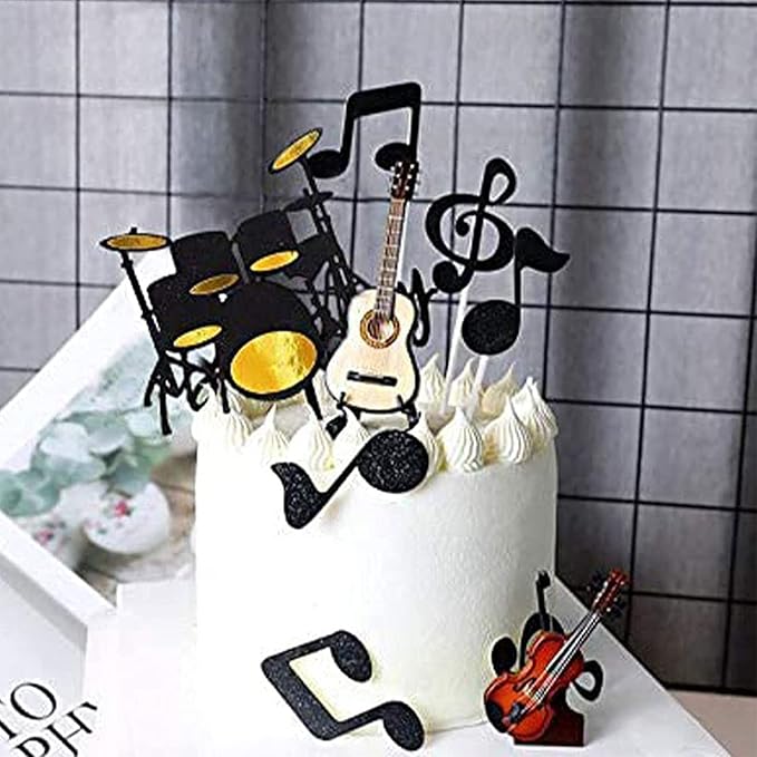 16Pcs Music Cake Topper Musical Instruments Decorations for Birthday CupCake Topper Party Supplies，Guitar Rock Star Cupcake Topper Decor for Baby Shower Rap Cake Topper Party Favors…