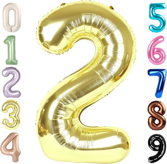 2 Numbers Balloon 40 Inch Light Gold Two Balloon Number Birthday Decor, 2nd 12 21st Party Celebration Decorations Graduations Wedding Baby Shower