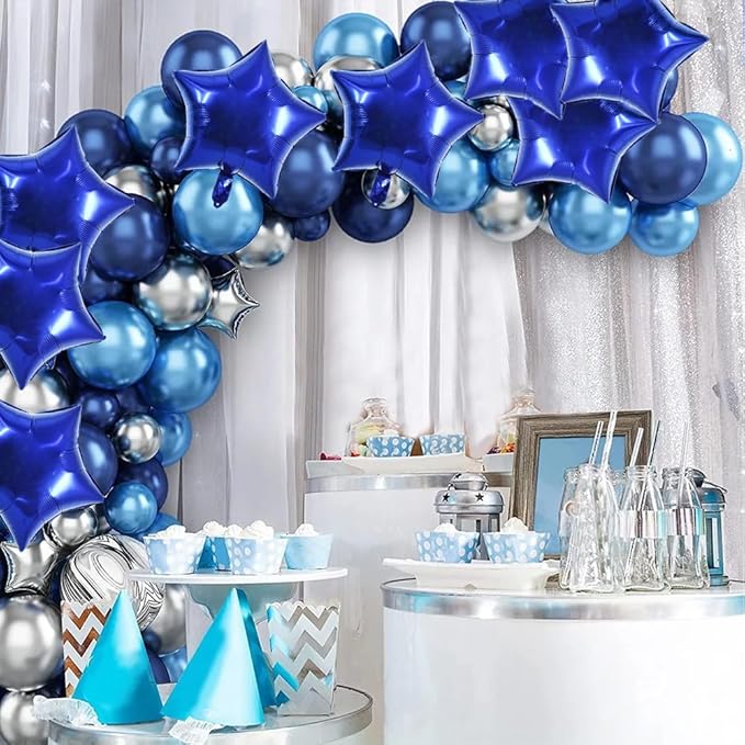 TONIFUL 30Pcs 18 Inch Navy Blue Star Shape Foil Balloons Big Dark Blue Stars Helium Mylar Ballons for Birthday Wedding Baby Shower Anniversary Engagement Party Decorations Suppliess