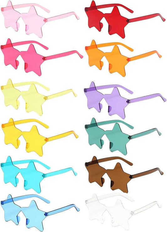LIULIUBTY Star Shaped Sunglasses, Heart Sunglasses for Bachelorette Party, Colorful Party Favors