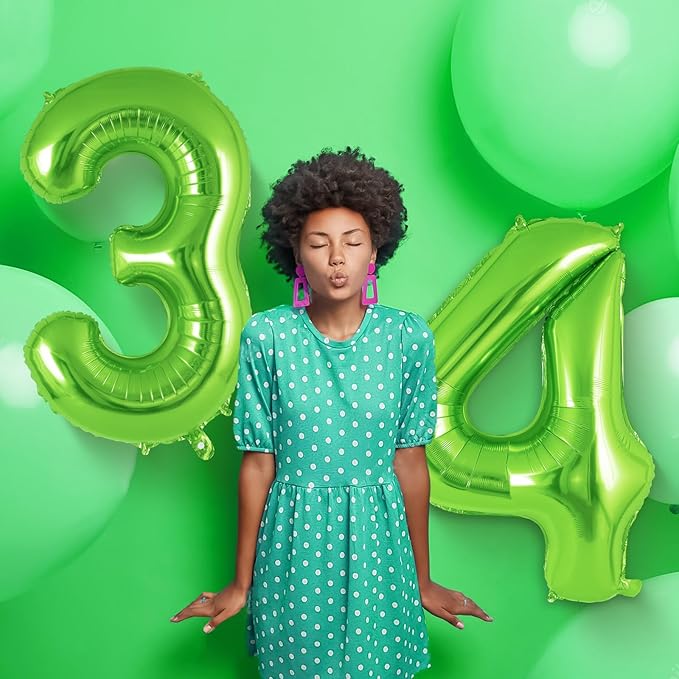 Green Number 4 Balloon 40 Inch, Big Large Foil Helium Number Balloons, Jumbo Giant Mylar Number 4 Balloons for 4 Year Old Birthday Party Decorations Supplies Anniversary Celebration