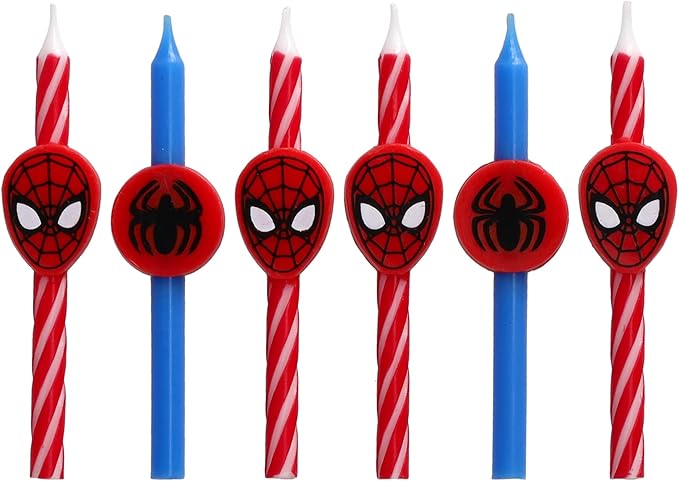 Marvel’s Spider-Man™ Birthday Cake Candles | 6 Birthday Candles for Cake Decorations, Red & Blue Candles, Cake Toppers for Spiderman Party