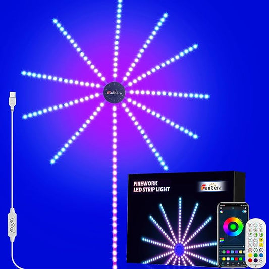Smart Firework LED Lights Indoor, Music Sync LED Firework Lights with Firework Launch Effect, App and Remote Control, 11pcs LED Strip Lights with RGB Color Changing for Room, Festival Decor