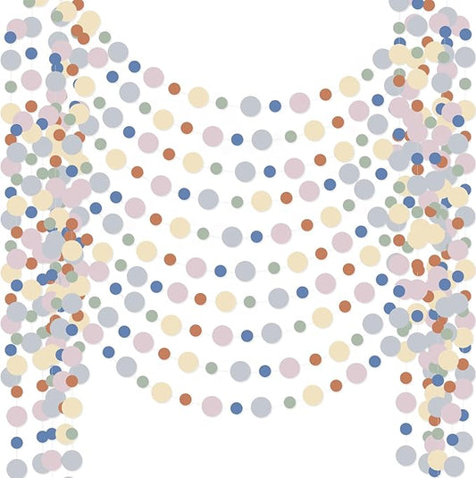 Outus 10 Pieces Colorful Circle Garland Banner Hanging Paper Dot Decorations for Classroom, Birthday Party, Baby Shower, Wedding Backdrop & Photo Booth Graduation Decor (Boho Color)