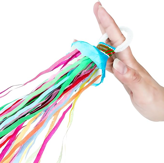30 Pack Romantic Streamer, No Mess Confetti Paper Crackers, Colorful Hand Throw Streamers for Celebration Party, Birthday, Graduation, Weddings, New Years Blue Pink Green Yellow Red