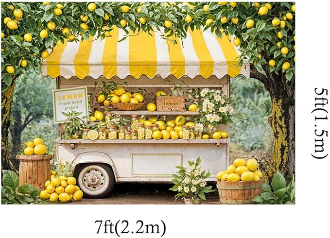 Kate 7x5ft Lemon Shop Backdrops for Photography Fresh Hand Picked Lemon Background Fresh Lemonade Backgrounds Baby Gilrs Portrait Studio Backdrop