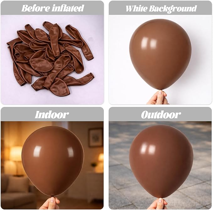 Voircoloria Coffee Brown Balloons, 66pack 12inch Tan Latex Party Balloons for Wedding, Birthday, Graduation, Bridal Shower, Baby Shower, Gender Reveal, Anniversary, Bachelorette Party Decorations