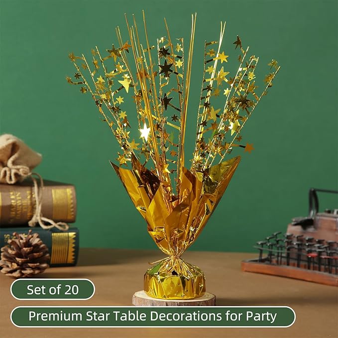 20 Pack Gold Foil Spray Centerpiece Star Table Decoration Metallic Burst Table Centerpieces for Birthday New Year Wedding Anniversary Graduation Party Supply (Gold)