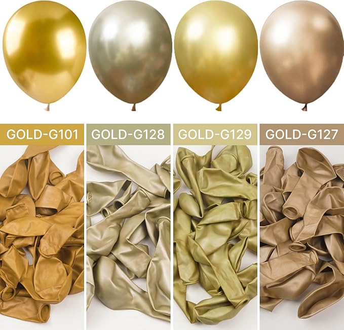 PartyWoo Gold Balloons 152pcs Different Sizes of 18 12 10 5 Inch Gold Balloon Arch Kit Garland for Birthday Wedding Anniversary Baby Shower Graduation Retirement Casino Party Decorations Gold-G101