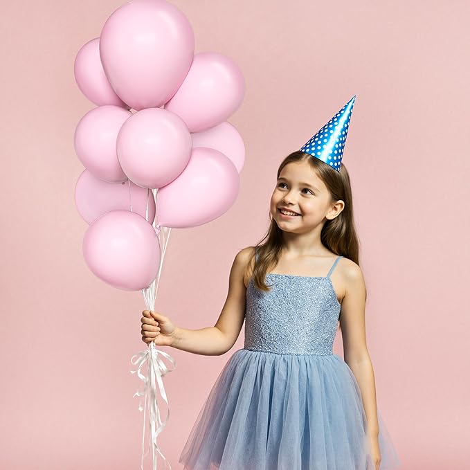 Amandir 153pcs Pink Balloons Arch Garland Kit, Different Sizes 18 12 10 5 Inch Latex Pastel Pale Light Pink Balloon for Princess Birthday Bridal Wedding Gender Reveal Mothers Day Party Decorations