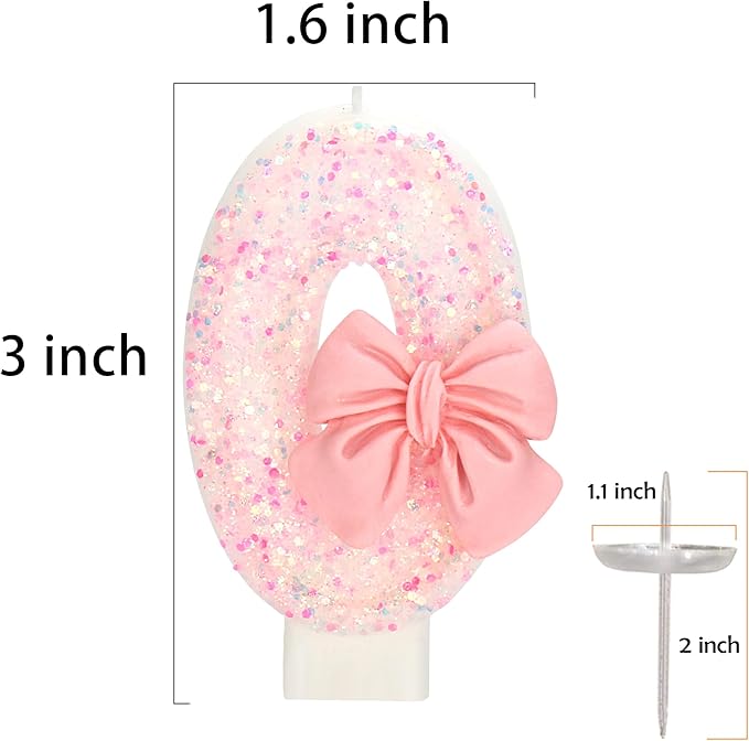 20th Birthday Candles for Cake, Pink Bow Number Cake Candles, 2.76 inch Number Happy Birthday Candle, Cake Topper Decoration for Birthday Party (Number 20)