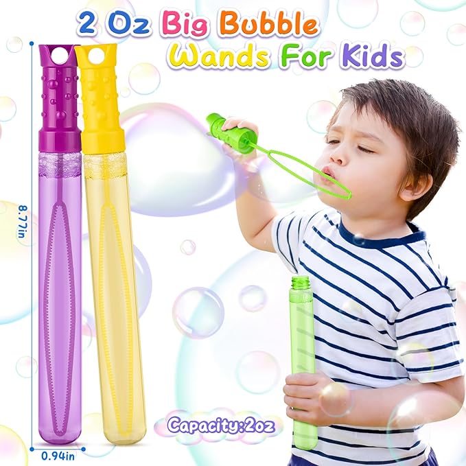 48 Pack Big Bubble Wands Bulk in 6 Colors,Ideal for Easter, Summer, Halloween, Valentine, Classroom Prizes