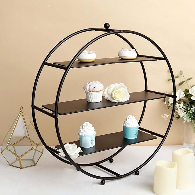 Efavormart 21" Matte Black Metal Tiered Cupcake Stand, 3 Tier Dessert Cupcake Holder Display Stand