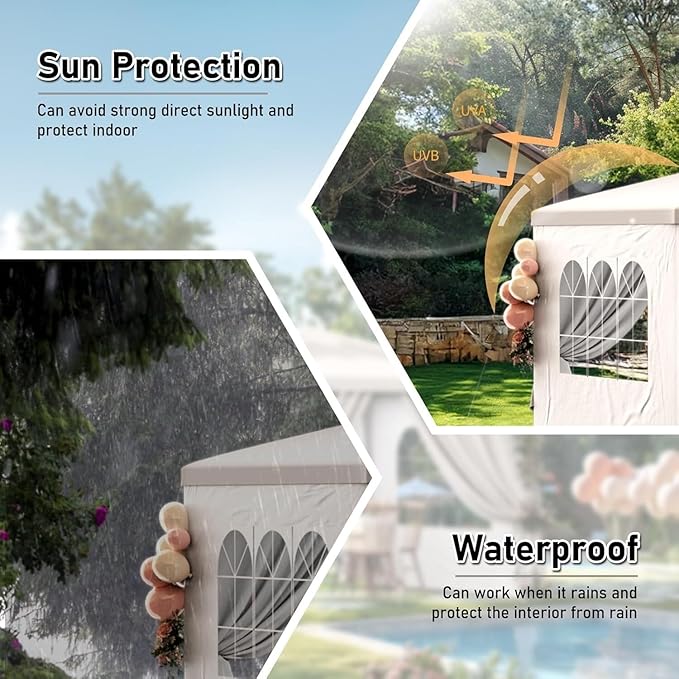 10x30 FT Heavy Duty Party Tent, Outdoor Wedding Canopy Tents with Removable Sidewalls, for Parties, Canopy Event Tent Waterproof Gazebo Shelter for Birthday Parties, Weddings, BBQs & Events (5 Sides)
