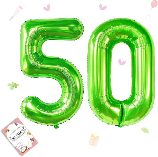 40 inch Number Balloon 0-9 Green Large Number 50 Balloons,Digital Balloons for Birthday Party Celebration Decorations Supplies, Helium Foil Number Balloons for Wedding Anniversary