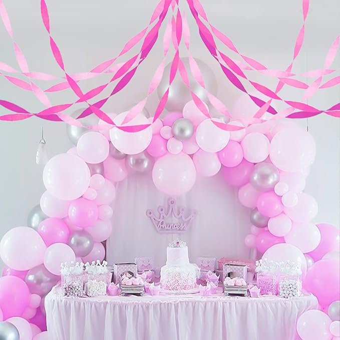 8 Rolls in 4 Colors Gradient Rosered Party Crepe Paper Streamer, 8 Pieces 82 feet Streamets Party Decorations, Party Supplies for Wedding Birthday Baby Shower Gender Reveal Graduation Bridal Shower