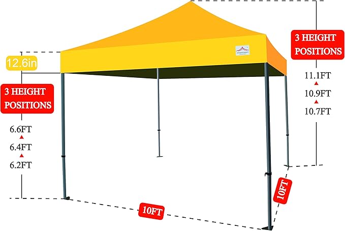 10'x10' Pop Up Canopy Tent Commercial Instant Shelter with Heavy Duty Roller Bag, 4 Canopy Sand Bags, 10x10 FT Blue