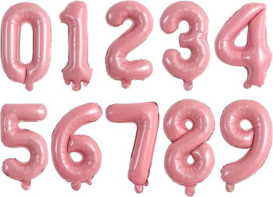 TONIFUL Balloons 16 Inch Light Pink 0-9 Number Mylar Foil Balloons 10 Pcs Custom Digital Balloons for 2026 New Year Eve Birthday Party Engagement Graduations Anniversary Baby Shower