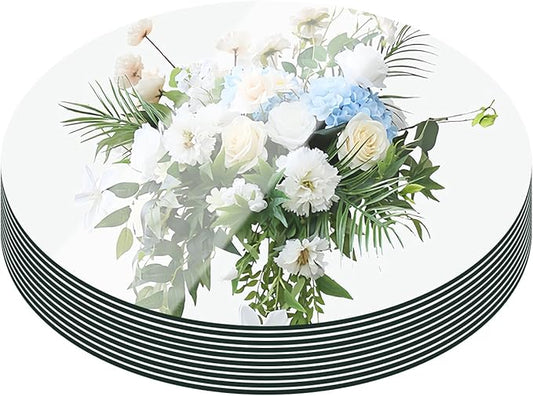 10 Pack Round Mirror Centerpieces for Tables Decorations, 10" Acrylic Circle Mirror Centerpieces Mirror Tray Candle Plate Centerpiece for Wedding Table Centerpieces Decorations Wall Decor