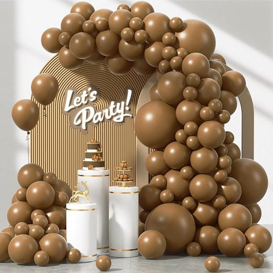 120pcs Brown Balloons, 18 12 10 5 inch Brown Balloons Different Sizes Brown Balloon Arch Kit for Baby Shower Wedding Anniversary Birthday Party Decorations