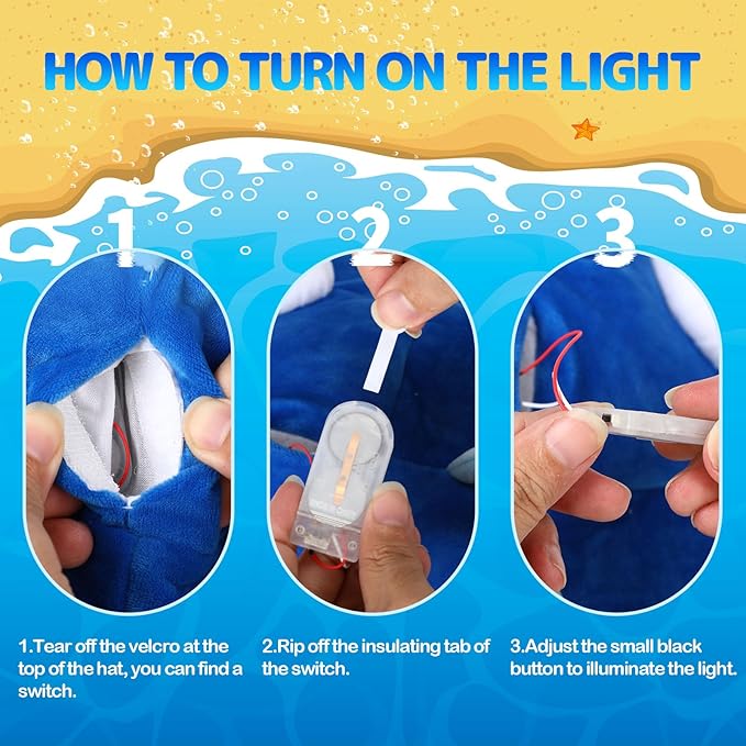 Fish Costume Hat for Adult and Kid, Angler Fish Light up Costume Hat for Halloween/Themed Parties/Cosplay Events