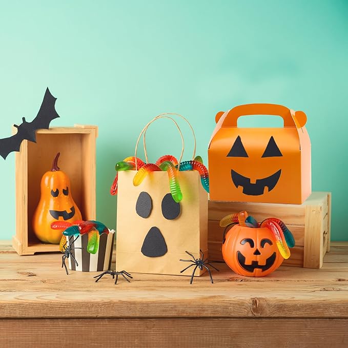 30-Pack Orange Party Favor Treat Boxes, Goodie Boxes, Candy Box, Gable Paper Gift Boxes with Handles. Perfect for Orange Citrus Themed Brunch Party Decoration Supplies