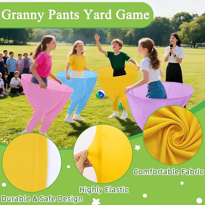 Granny Pants Yard Game Freaky Party Games Pants with Bouncy Balls and Air Pump Oversized Granny Pants Outdoor Game for Adults and Family Interactive Throwing Game for Group Gatherings