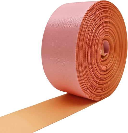 Double Faced Satin Ribbon 1-1/2 Inch, 30 Yards Light Pink & Champagne Two Tone Romatic Ribbon for Gift Wrapping, Flower Bouquets, Bow, Hair, Wedding, DIY Crafts, Baby Shower