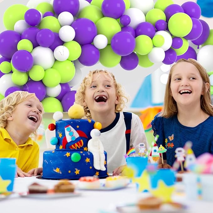 Purple Lime Green White Balloon Arch Garland Kit - Lime Green and Purple Balloons White Balloons for Birthday Baby Shower Graduations Wedding Party Decorations