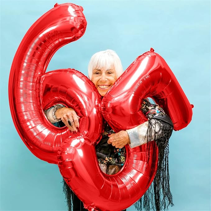 40 Inch Red Large Numbers Balloons 0-9, Self Inflating Foil Number 5 Helium Balloons for 5th Boys Girls, Big Digit 5 Balloons for Women Men Birthday Party Anniversary Graduation Supplies Decorations