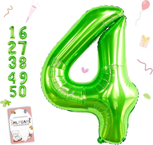 40 inch Number Balloon 0-9 Green Large Number 4 Balloons,Digital Balloons for Birthday Party Celebration Decorations Supplies, Helium Foil Number Balloons for Wedding Anniversary