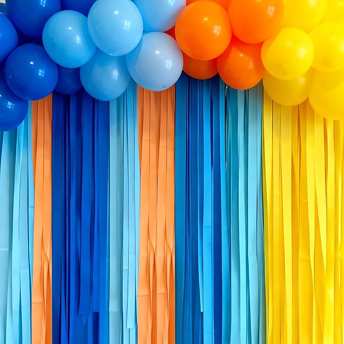 BEISHIDA 8 Rolls Blue and Orange Crepe Paper Streamers for Bluey Birthday Dragon Ball Party Decorations Wedding Baby Shower DIY Craft Paper(1.8 Inch x 82 Ft/Roll)