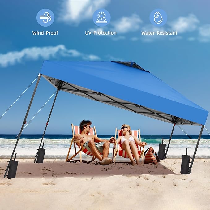 GDY 10x10FT Pop-Up Canopy Tent — Water-Resistant, UV-Protective Fabric, Portable Outdoor Event Tent with 4-Side Walls & Vented Top, Blue.