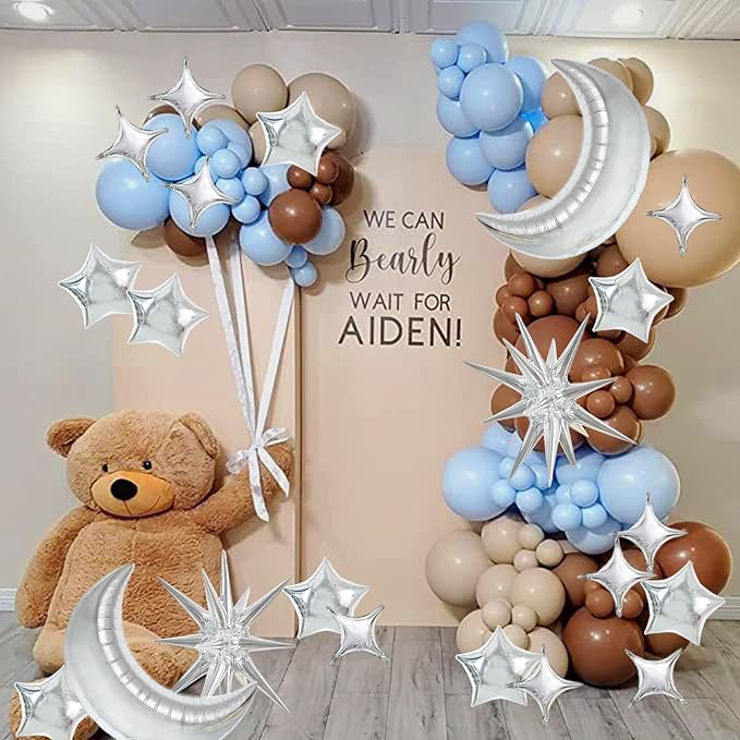 TONIFUL 44pcs Silver Moon Explosion Star Foil Balloons Kit - Large Moon Shape & Star Mylar Foil Balloons for Birthday, Wedding, Baby Shower, Anniversary & Engagement Parties