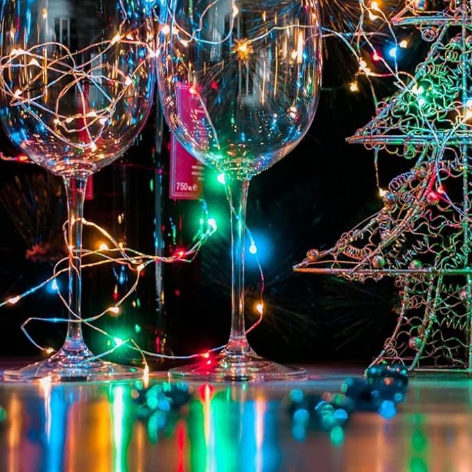 Brightown 12 Pack Multi-Color Fairy Lights Battery Operated - 7ft 20 LED Waterproof Micro Firefly Lights for Christmas Decor, DIY Craft, Wedding Table Centerpieces, Flowers
