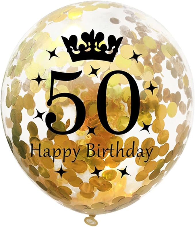 SHUNTAI 50th Birthday Balloons Black and Gold 50th Birthday Decorations Latex Confetti Balloons for Women & Men 50 Year Old Party Decor Supplies 15 Pack 12 Inch