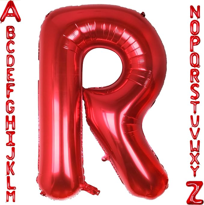 AULE red Letter Balloons R 40Inch Large Giant big Foil Mylar red R Balloon for Birthday Aniversary Party Decorations