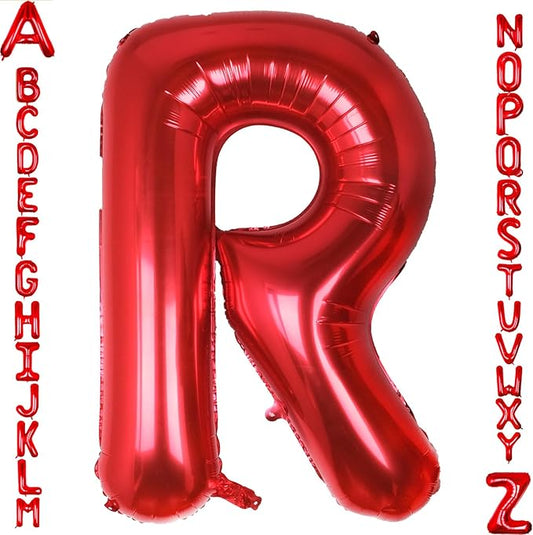 AULE red Letter Balloons R 40Inch Large Giant big Foil Mylar red R Balloon for Birthday Aniversary Party Decorations