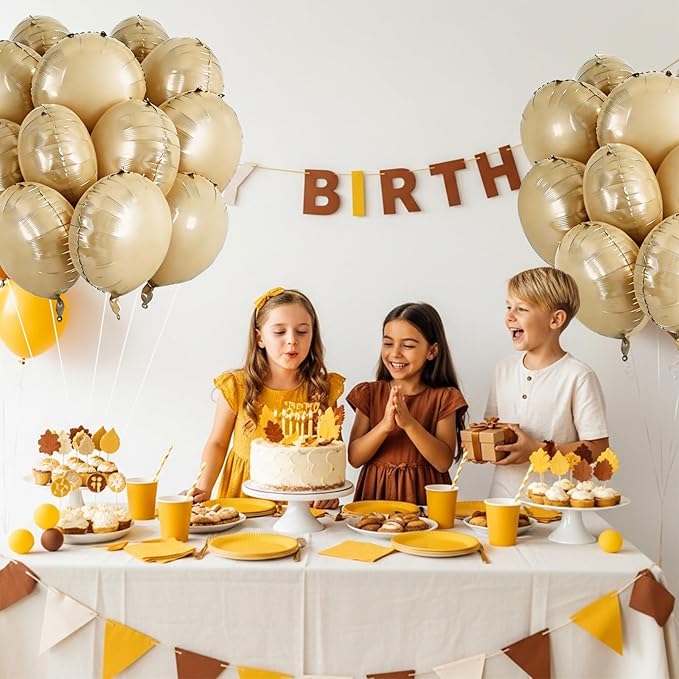 TONIFUL 30Pcs 18 Inch Round Balloons Large Caramel Round Shape Foil Balloons Big Caramel Round Helium Mylar Balloons for Birthday Wedding Baby Shower Anniversary Engagement Party Decor Supplies