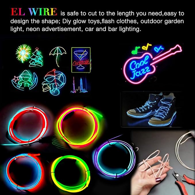 Multicolor Neon Light 5-in-1 Meter Wire,Portable Battery Pack Decorative Wire, Suitable for Birthday Parties, Thanksgiving, and Other Occasions.
