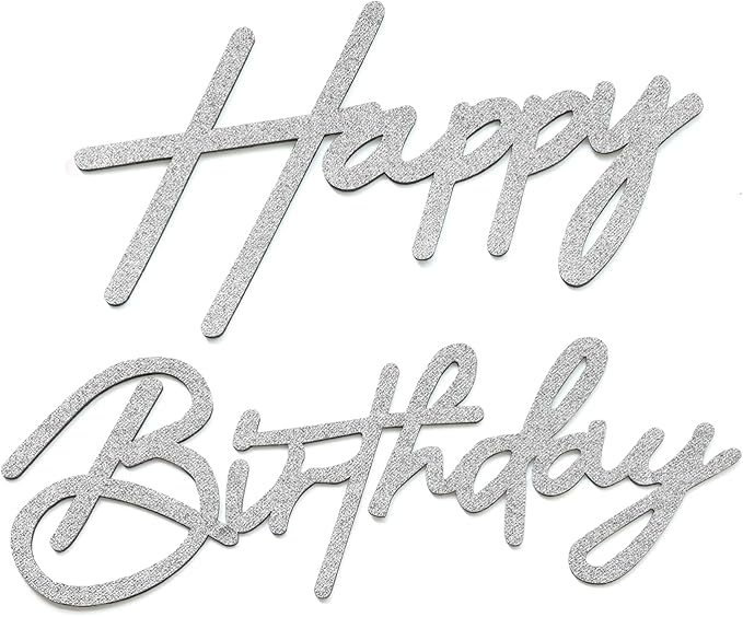 Silver Happy Birthday Sign for Backdrop - Felt Happy Birthday Letters for Balloon Arch Party Wall Decor Large Signs for Boys Girls Women Baby Shower Decorations