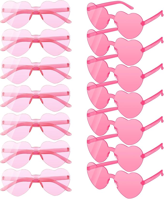 14 Pack Heart Sunglasses, Heart Shaped Sunglasses, Heart Glasses Bulk for Women, Rainbow Sunglasses for Valentine