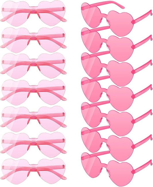 14 Pack Heart Sunglasses, Heart Shaped Sunglasses, Heart Glasses Bulk for Women, Rainbow Sunglasses for Valentine