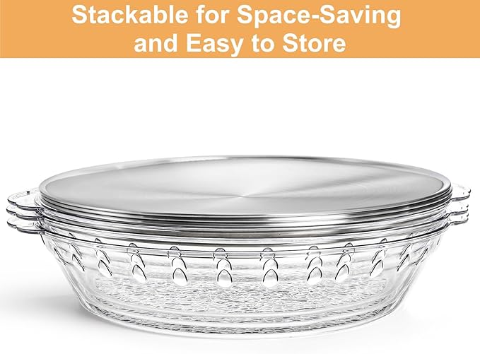 DEAYOU 3 Set 11.8" Chilled Serving Tray for Parties, Round Shrimp Cocktail Serving Dish with Ice Compartment, Ice Serving Bowl Cold Platter for Appetizer, Fruit, Veggie, Salad, Buffet, Keep Food Cold