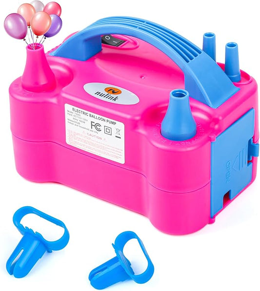 Balloon Pump Electric Portable Dual Nozzle Air Pump for Balloons Blower Pump Inflator for Decoration, Birthday Party [110V~120V, 600W, Bright Pink]
