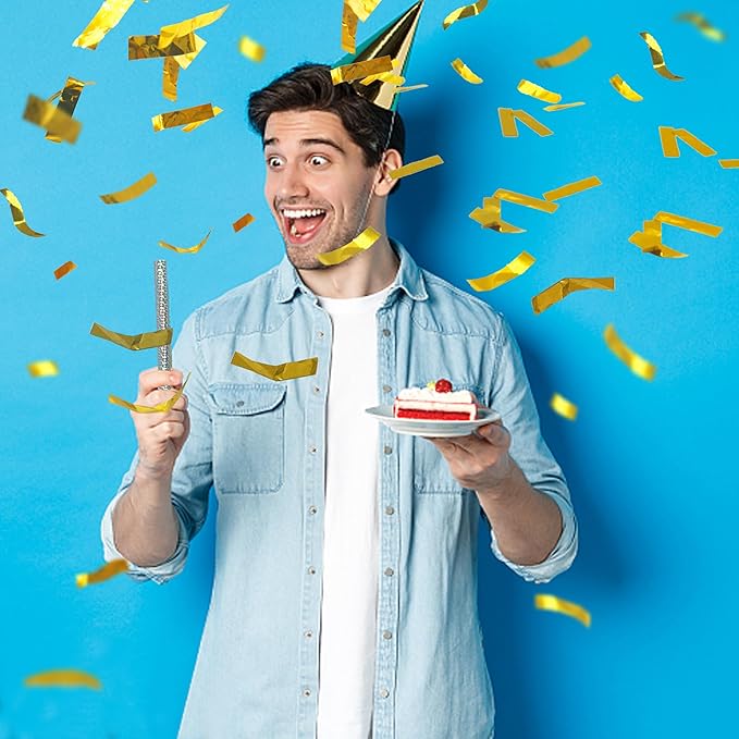 12 Pack Gold Confetti Wands Handheld Confetti Flick Flutter Sticks for Wedding Birthday Graduation Baby Shower Anniversary Christmas New Year's Party Celebrations Supplies