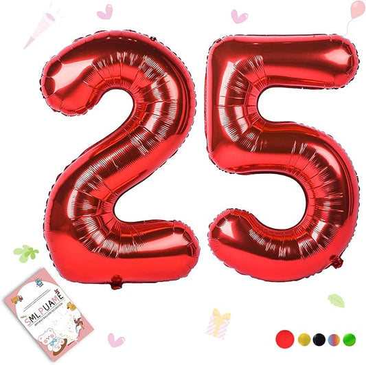 40 inch Number Balloon 0-9 Red Large Number 25 Balloons,Digital Balloons for Birthday Party Celebration Decorations Supplies, Helium Foil Number Balloons for Wedding Anniversary