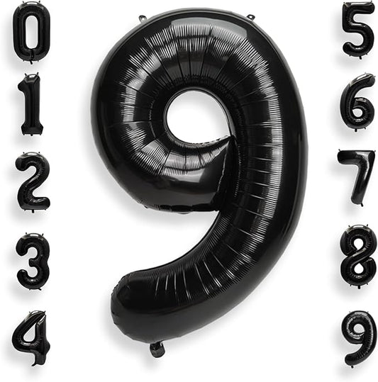 AULE 40 Inch Big Black 9 Balloon Number Large Foil Helium Number Balloons 0-9 Jumbo Giant Happy 9th Birthday Party Decorations for Boy or Girl Huge Mylar Anniversary Party Supplies